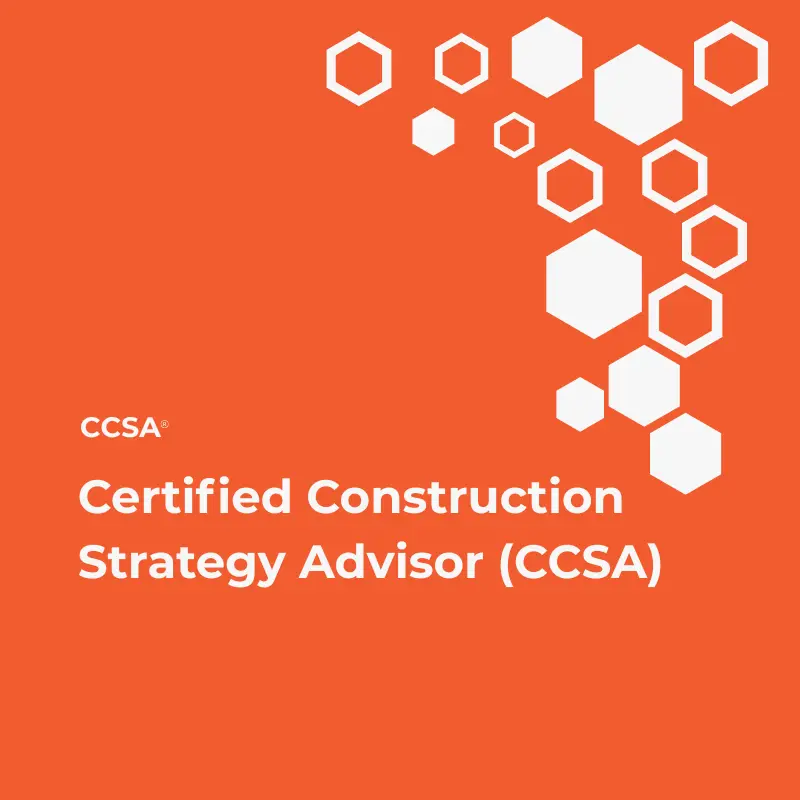 ICAC's CCSA certification image with orange background and white images and text